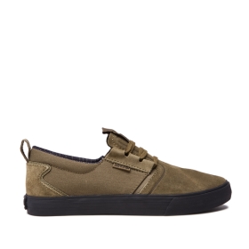 Supra Mens FLOW Low Top Shoes Olive/Black | US-44574